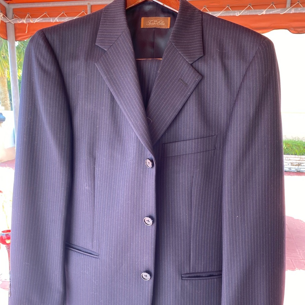 Men’s pants suit pinstripes blue
